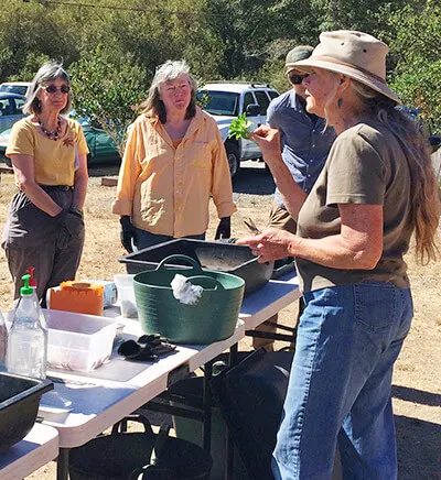 Charlotte teaching a class on propagating plants from cuttings